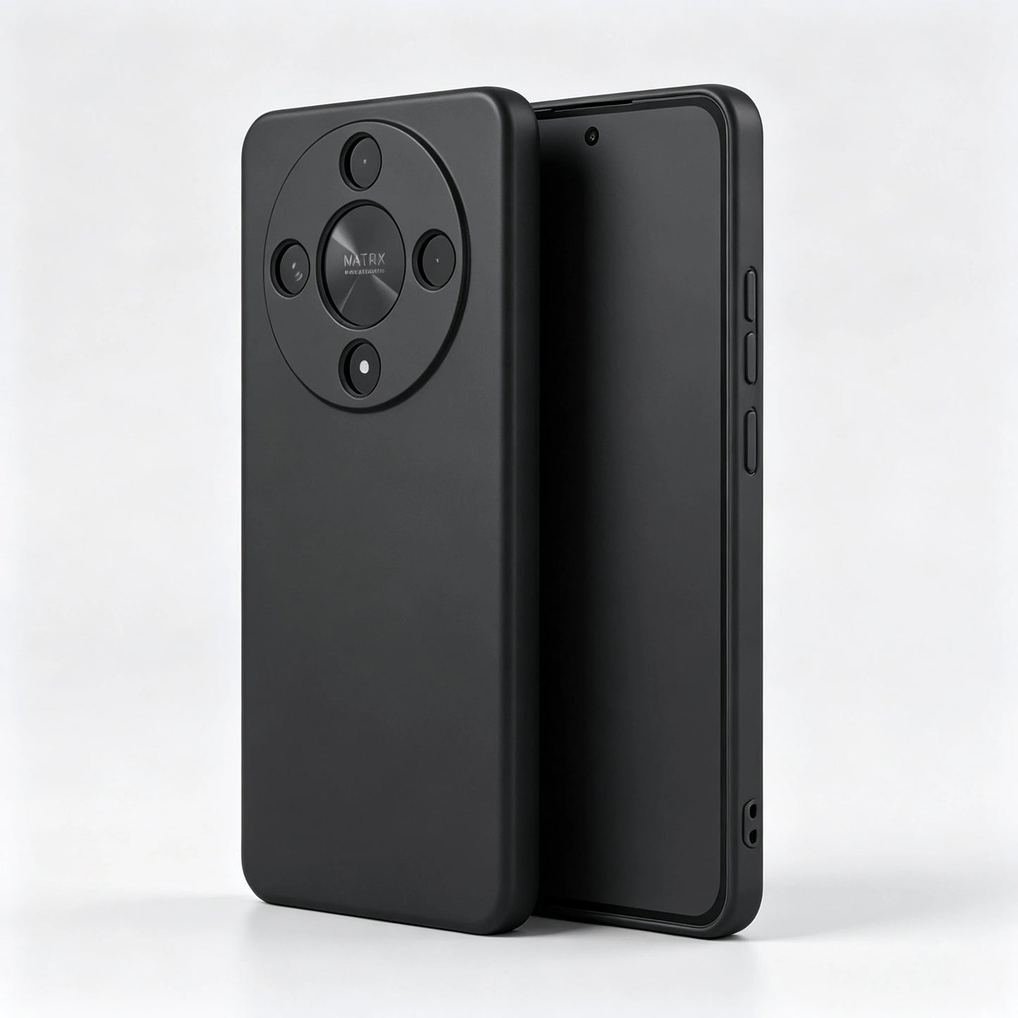 HW And Honor Series Matte Black Non-Slip Phone Case Fingerprint & Stain Resistant Soft TPU Back Cover Raised Screen & Camera Protection Shock Resistant Anti-Collision Exact Cutouts Slim Full Body Dura