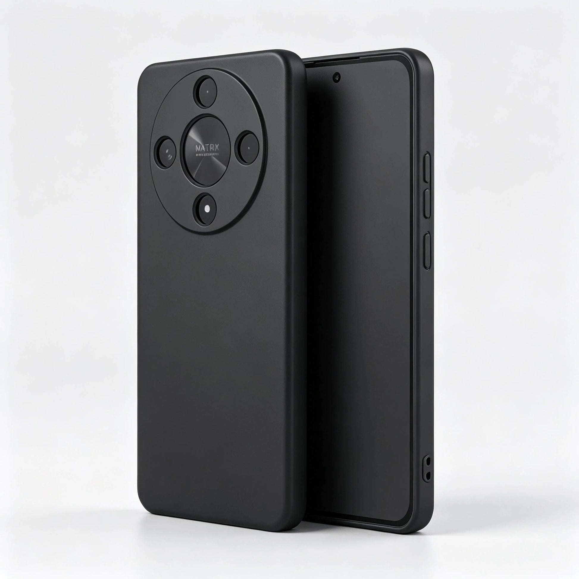 HW And Honor Series Matte Black Non-Slip Phone Case Fingerprint & Stain Resistant Soft TPU Back Cover Raised Screen & Camera Protection Shock Resistant Anti-Collision Exact Cutouts Slim Full Body Dura