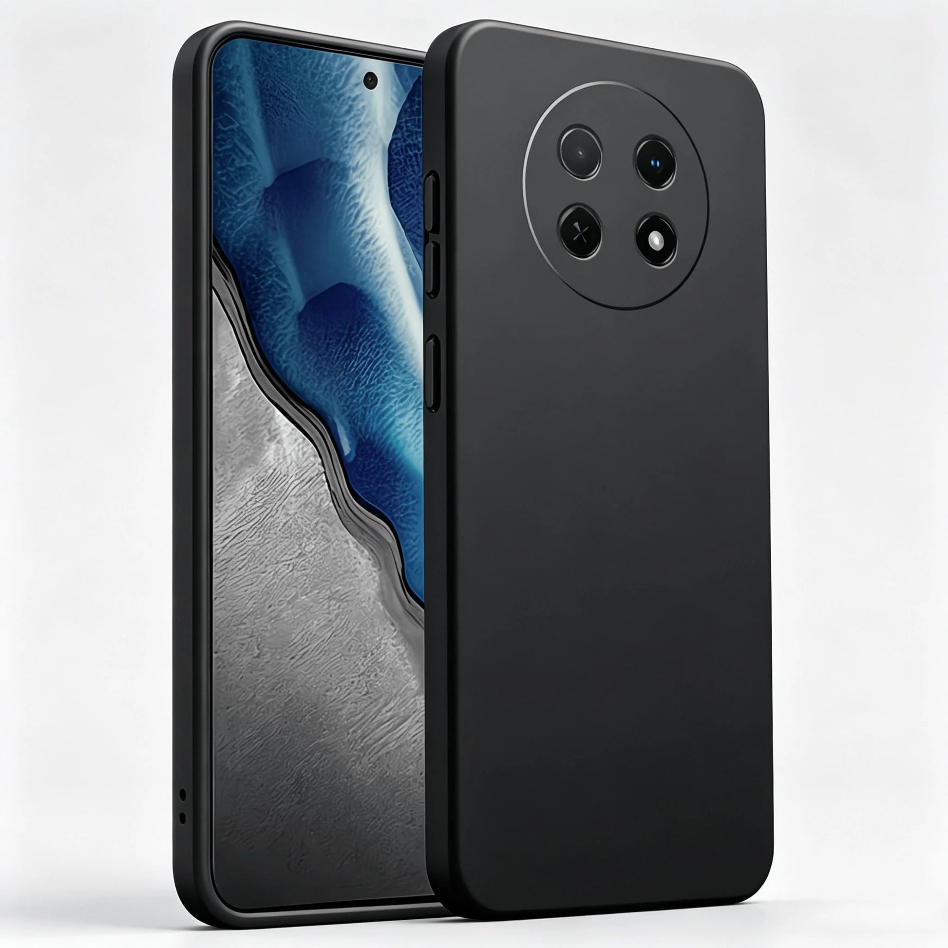 HW And Honor Series Matte Black Non-Slip Phone Case Fingerprint & Stain Resistant Soft TPU Back Cover Raised Screen & Camera Protection Shock Resistant Anti-Collision Exact Cutouts Slim Full Body Dura