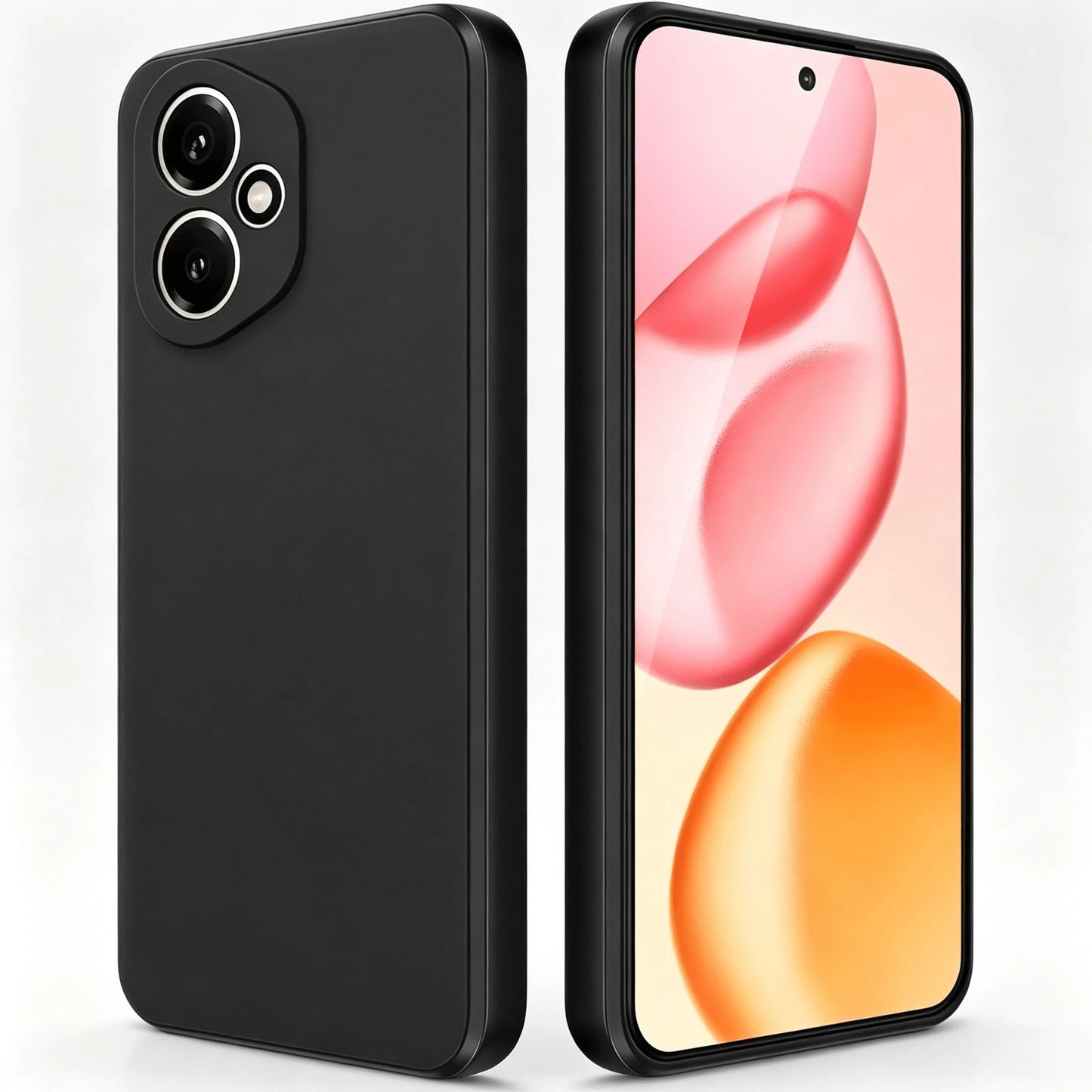 HW And Honor Series Matte Black Non-Slip Phone Case Fingerprint & Stain Resistant Soft TPU Back Cover Raised Screen & Camera Protection Shock Resistant Anti-Collision Exact Cutouts Slim Full Body Dura