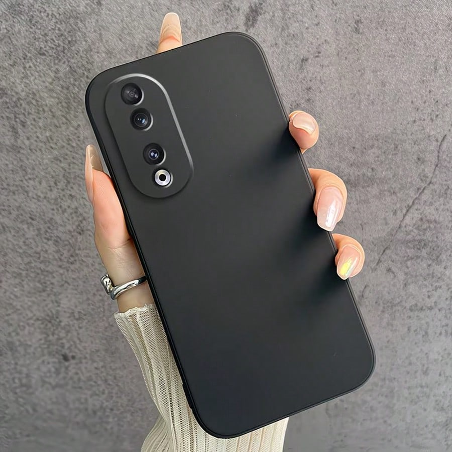 HW And Honor Series Matte Black Non-Slip Phone Case Fingerprint & Stain Resistant Soft TPU Back Cover Raised Screen & Camera Protection Shock Resistant Anti-Collision Exact Cutouts Slim Full Body Dura