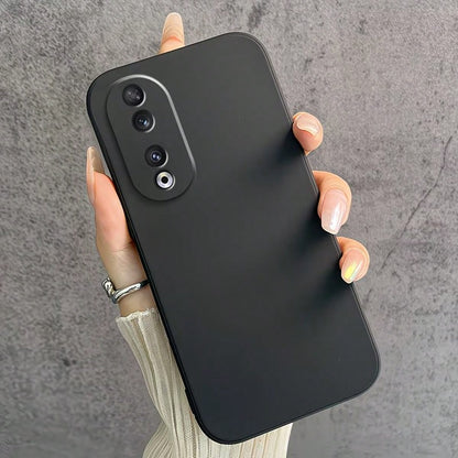 HW And Honor Series Matte Black Non-Slip Phone Case Fingerprint & Stain Resistant Soft TPU Back Cover Raised Screen & Camera Protection Shock Resistant Anti-Collision Exact Cutouts Slim Full Body Dura