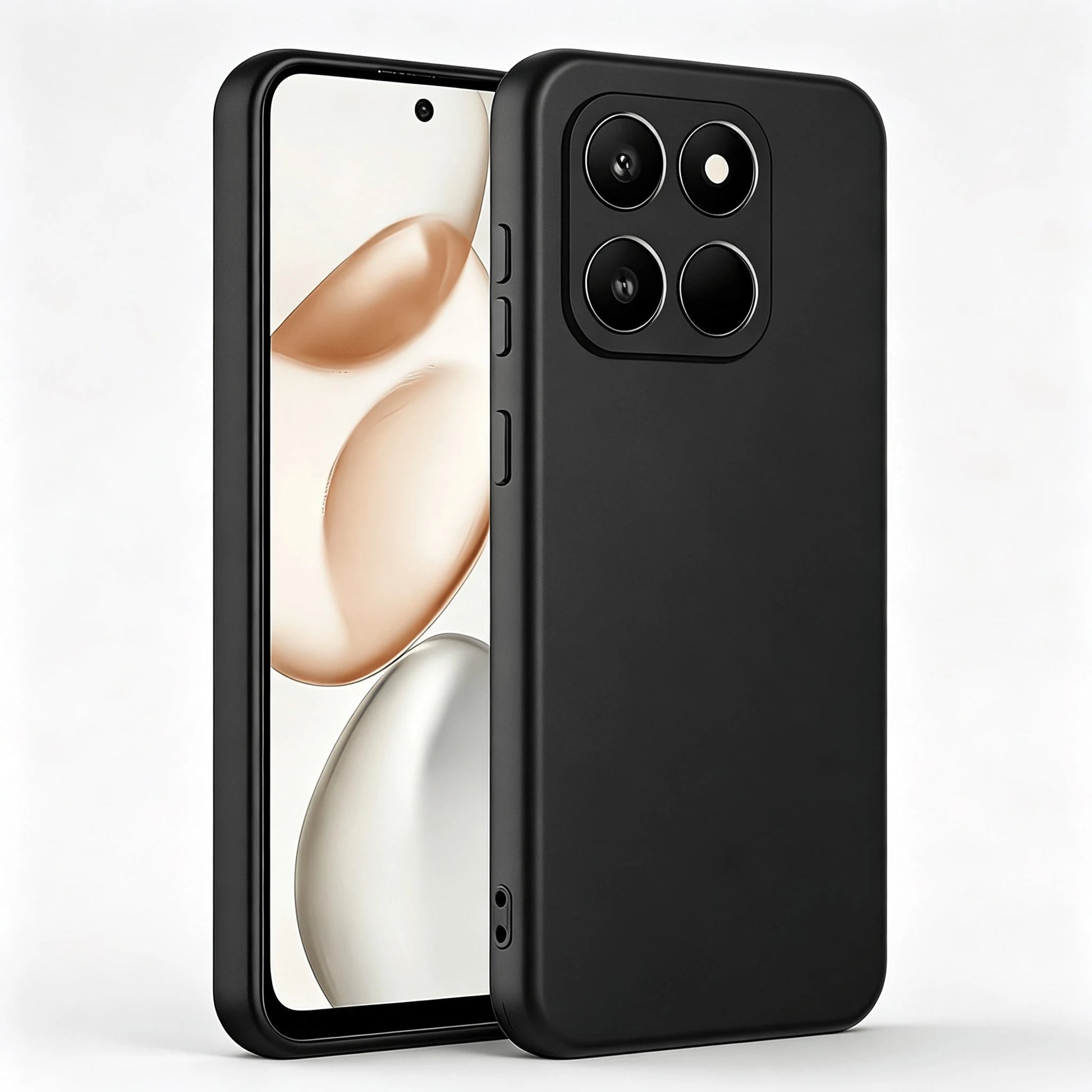 HW And Honor Series Matte Black Non-Slip Phone Case Fingerprint & Stain Resistant Soft TPU Back Cover Raised Screen & Camera Protection Shock Resistant Anti-Collision Exact Cutouts Slim Full Body Dura