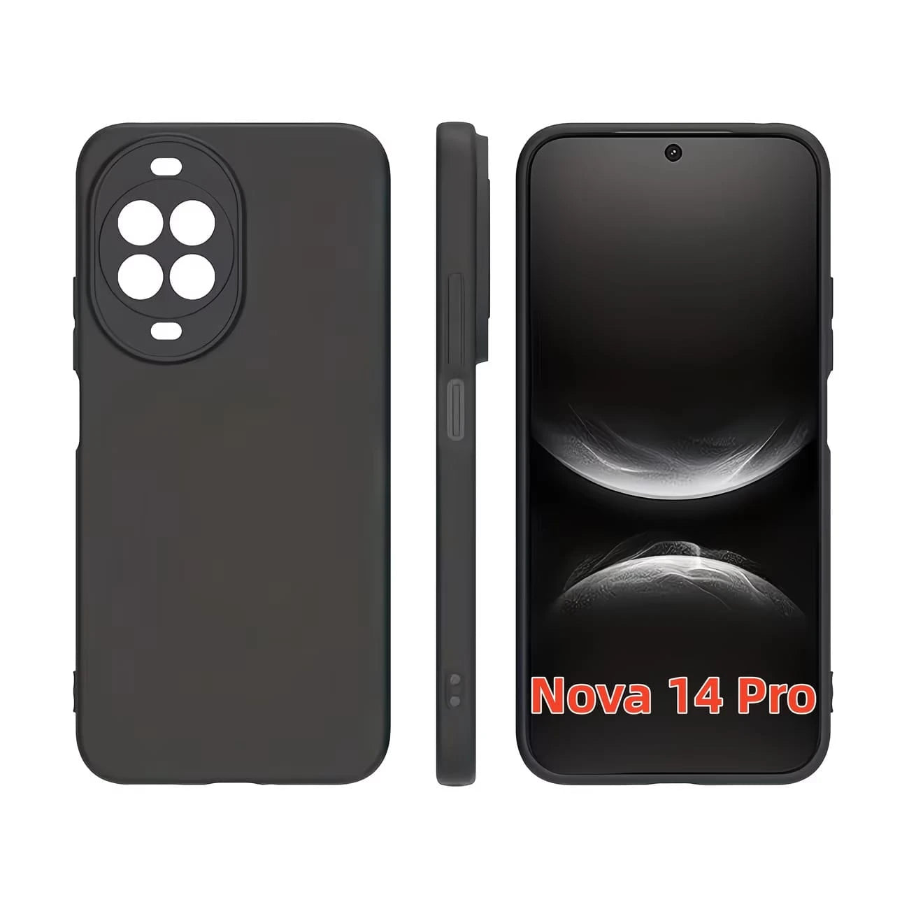 HW And Honor Series Matte Black Non-Slip Phone Case Fingerprint & Stain Resistant Soft TPU Back Cover Raised Screen & Camera Protection Shock Resistant Anti-Collision Exact Cutouts Slim Full Body Dura