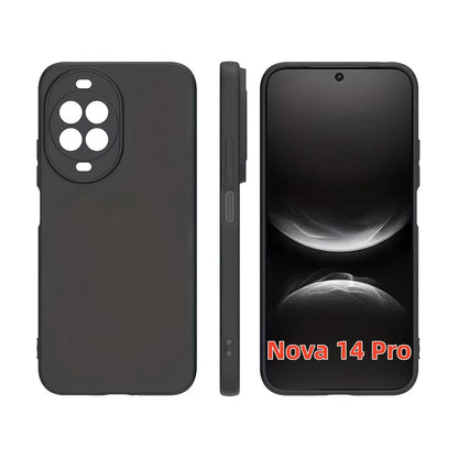 HW And Honor Series Matte Black Non-Slip Phone Case Fingerprint & Stain Resistant Soft TPU Back Cover Raised Screen & Camera Protection Shock Resistant Anti-Collision Exact Cutouts Slim Full Body Dura
