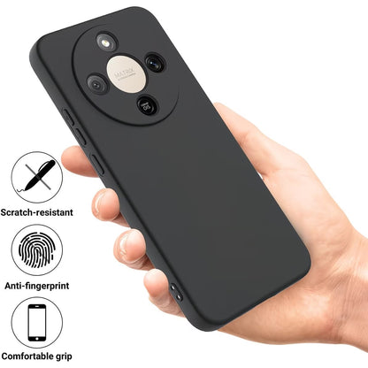 HW And Honor Series Matte Black Non-Slip Phone Case Fingerprint & Stain Resistant Soft TPU Back Cover Raised Screen & Camera Protection Shock Resistant Anti-Collision Exact Cutouts Slim Full Body Dura