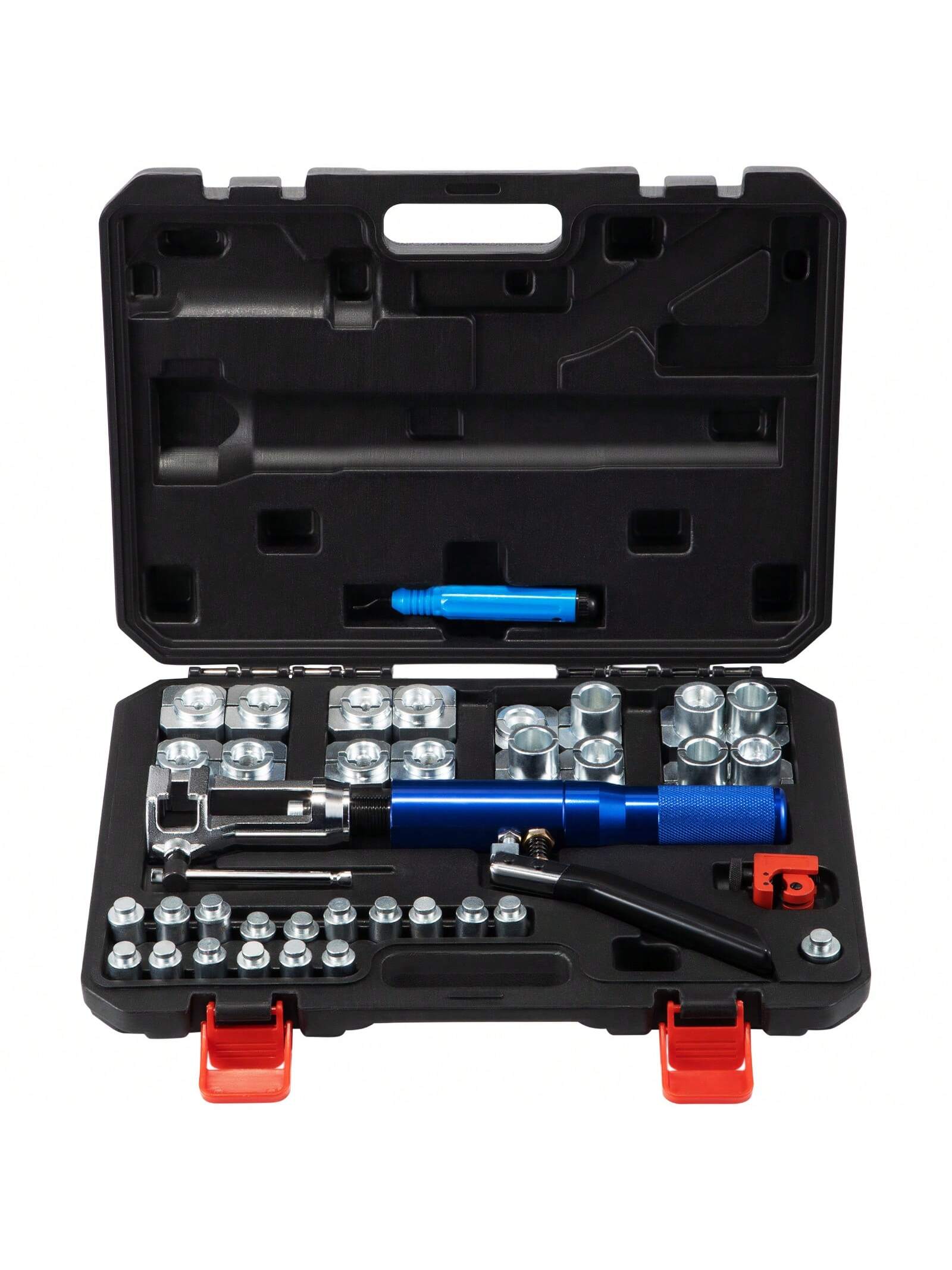 Hydraulic Tube Expander, 1/2" Or 3/8" Or 3/16" Or 1/4" Or 5/16" To 1-1/8" OD, HAVC Hydraulic Crimp Tool With 7 Expanding Tips, Deburring Tool, Copper Aluminum Brass Soft Steel Tube Cutter