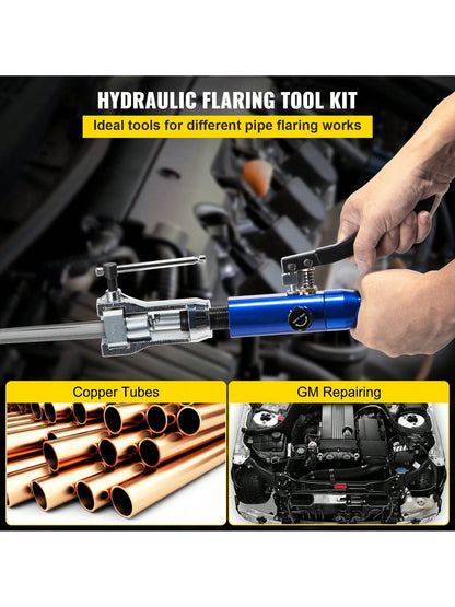 Hydraulic Tube Expander, 1/2" Or 3/8" Or 3/16" Or 1/4" Or 5/16" To 1-1/8" OD, HAVC Hydraulic Crimp Tool With 7 Expanding Tips, Deburring Tool, Copper Aluminum Brass Soft Steel Tube Cutter
