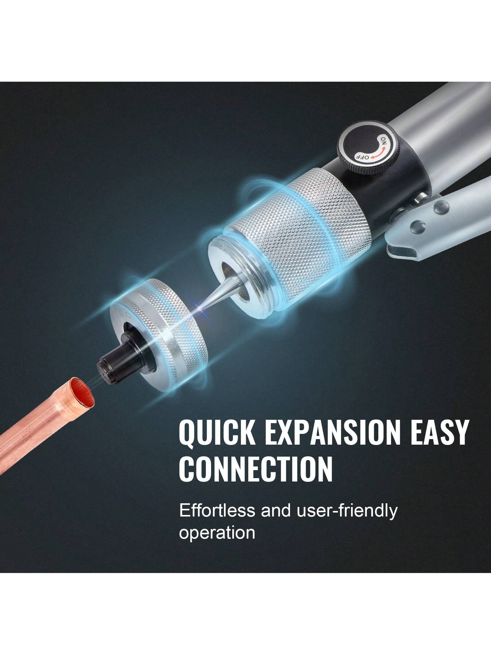 Hydraulic Tube Expander, 1/2" Or 3/8" Or 3/16" Or 1/4" Or 5/16" To 1-1/8" OD, HAVC Hydraulic Crimp Tool With 7 Expanding Tips, Deburring Tool, Copper Aluminum Brass Soft Steel Tube Cutter