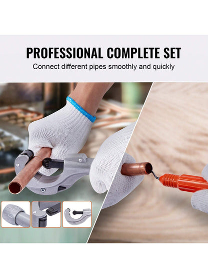 Hydraulic Tube Expander, 1/2" Or 3/8" Or 3/16" Or 1/4" Or 5/16" To 1-1/8" OD, HAVC Hydraulic Crimp Tool With 7 Expanding Tips, Deburring Tool, Copper Aluminum Brass Soft Steel Tube Cutter