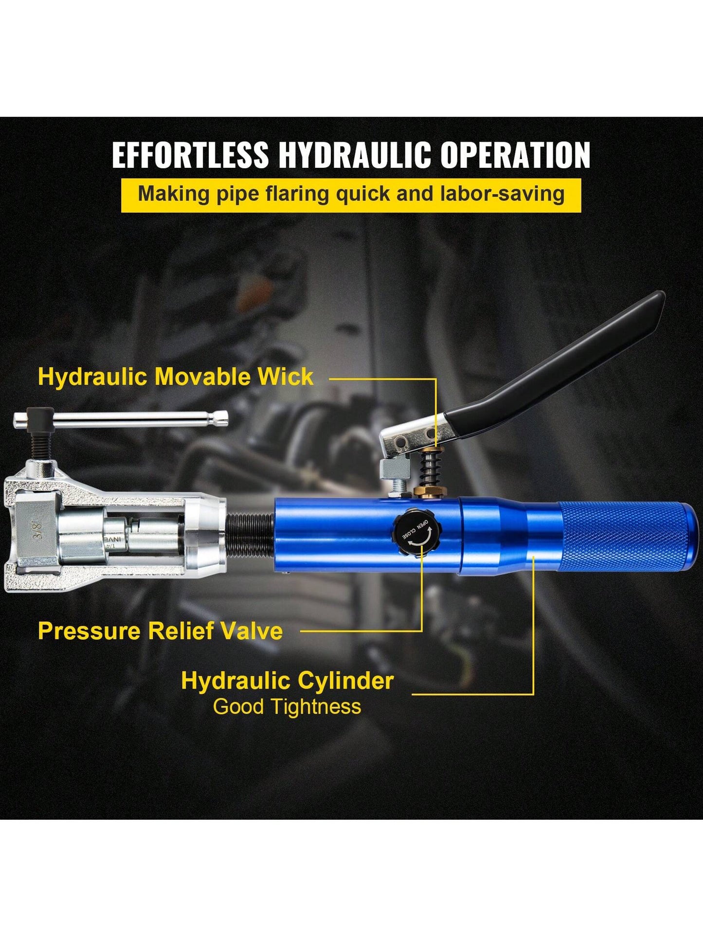 Hydraulic Tube Expander, 1/2" Or 3/8" Or 3/16" Or 1/4" Or 5/16" To 1-1/8" OD, HAVC Hydraulic Crimp Tool With 7 Expanding Tips, Deburring Tool, Copper Aluminum Brass Soft Steel Tube Cutter