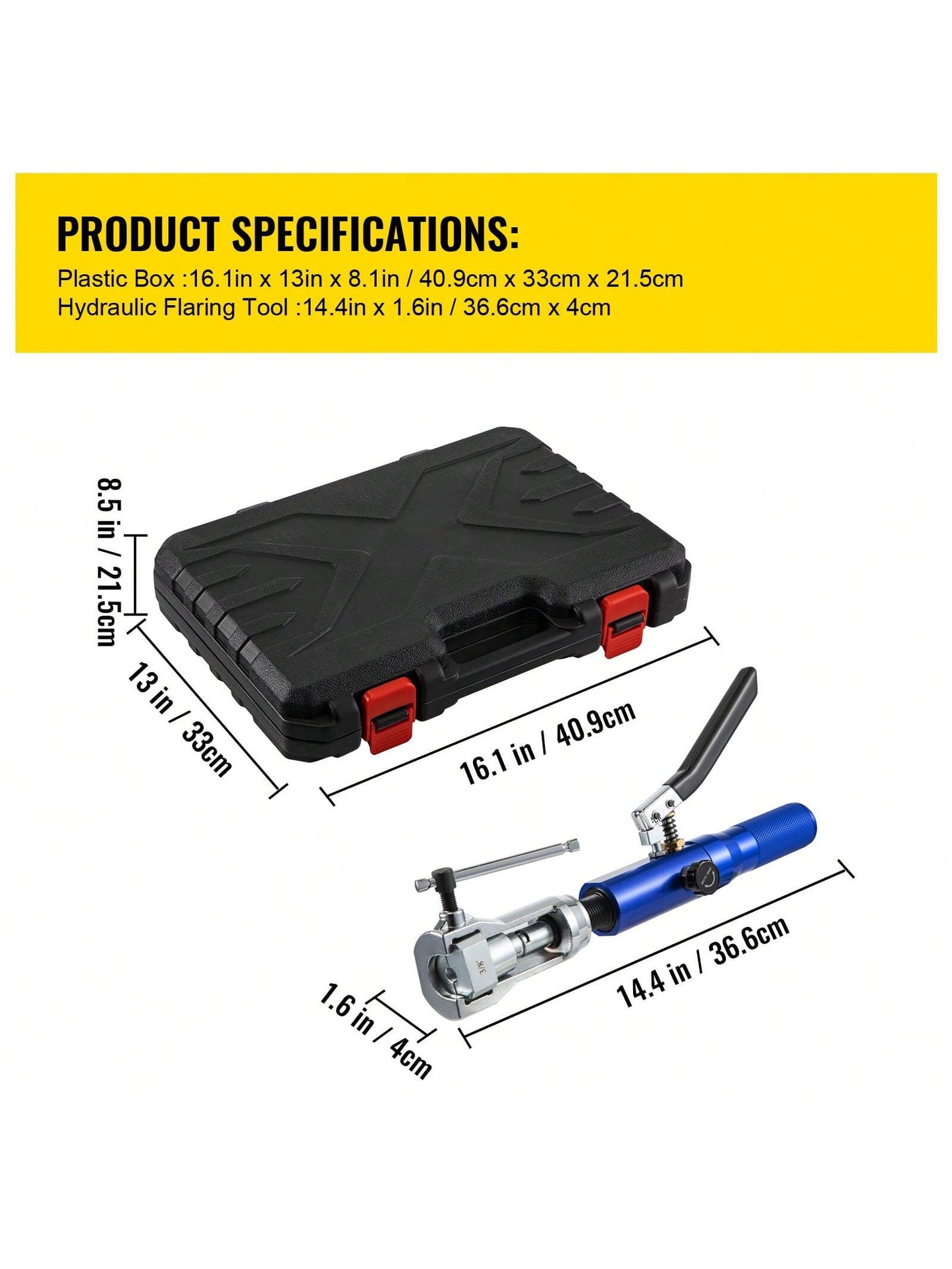Hydraulic Tube Expander, 1/2" Or 3/8" Or 3/16" Or 1/4" Or 5/16" To 1-1/8" OD, HAVC Hydraulic Crimp Tool With 7 Expanding Tips, Deburring Tool, Copper Aluminum Brass Soft Steel Tube Cutter