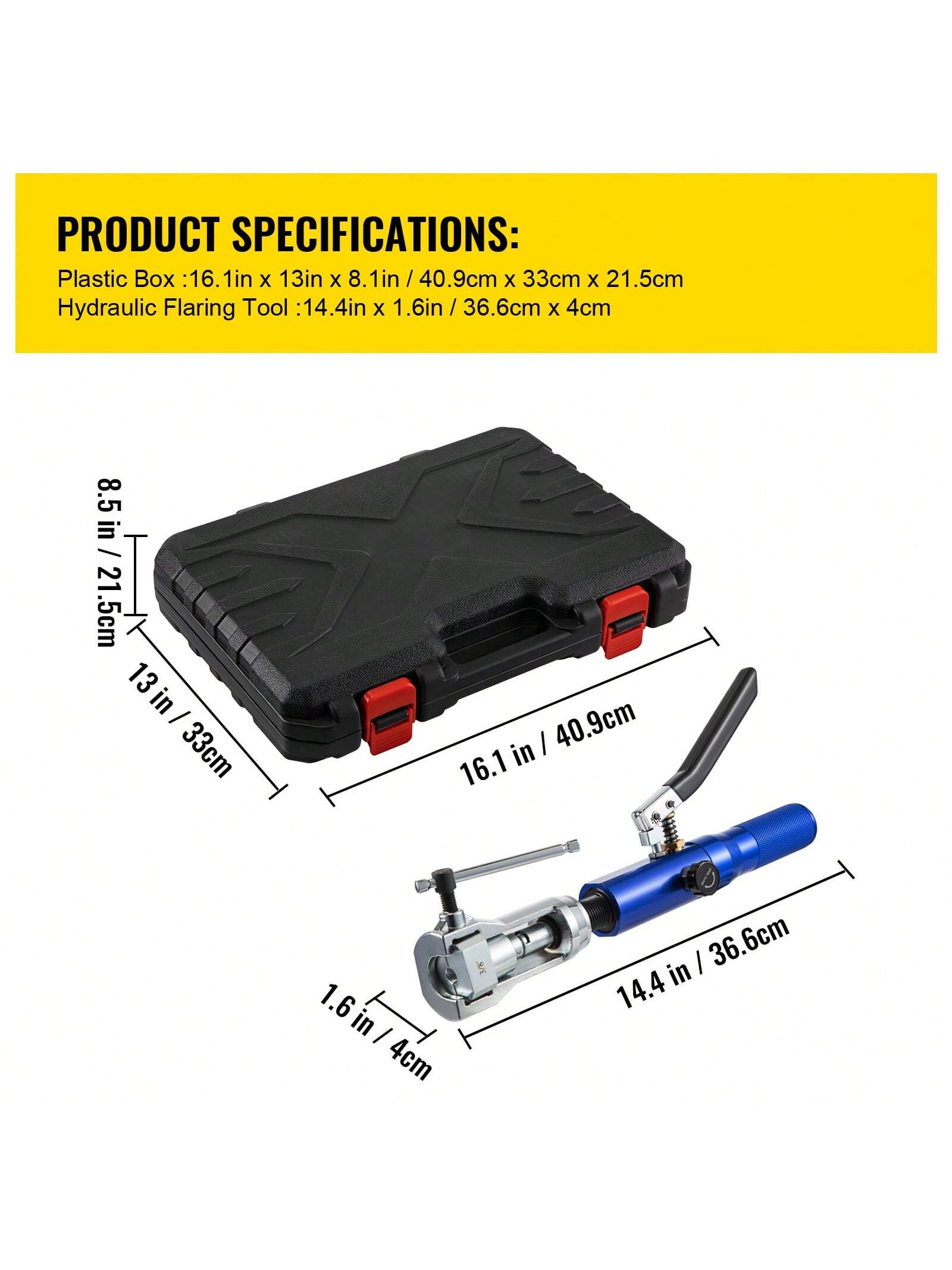 Hydraulic Tube Expander, 1/2" Or 3/8" Or 3/16" Or 1/4" Or 5/16" To 1-1/8" OD, HAVC Hydraulic Crimp Tool With 7 Expanding Tips, Deburring Tool, Copper Aluminum Brass Soft Steel Tube Cutter