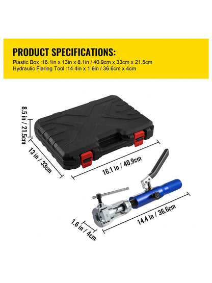 Hydraulic Tube Expander, 1/2" Or 3/8" Or 3/16" Or 1/4" Or 5/16" To 1-1/8" OD, HAVC Hydraulic Crimp Tool With 7 Expanding Tips, Deburring Tool, Copper Aluminum Brass Soft Steel Tube Cutter