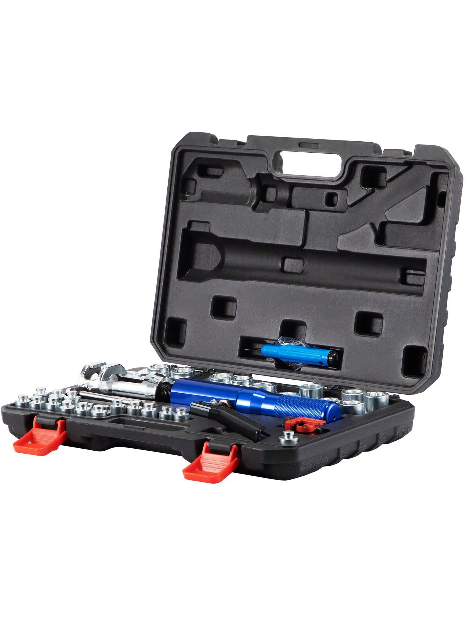 Hydraulic Tube Expander, 1/2" Or 3/8" Or 3/16" Or 1/4" Or 5/16" To 1-1/8" OD, HAVC Hydraulic Crimp Tool With 7 Expanding Tips, Deburring Tool, Copper Aluminum Brass Soft Steel Tube Cutter