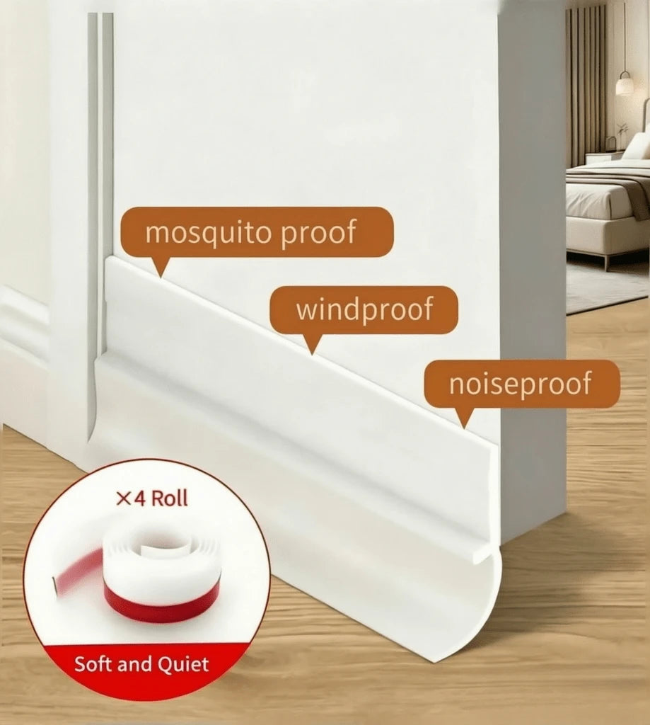 IEMIEBSHA 1m White Self-Adhesive Door Seal Strip, Soundproof Weather Stripping For Doors & Windows, Dustproof Windproof Foam Tape Draft Stopper Home Insulation