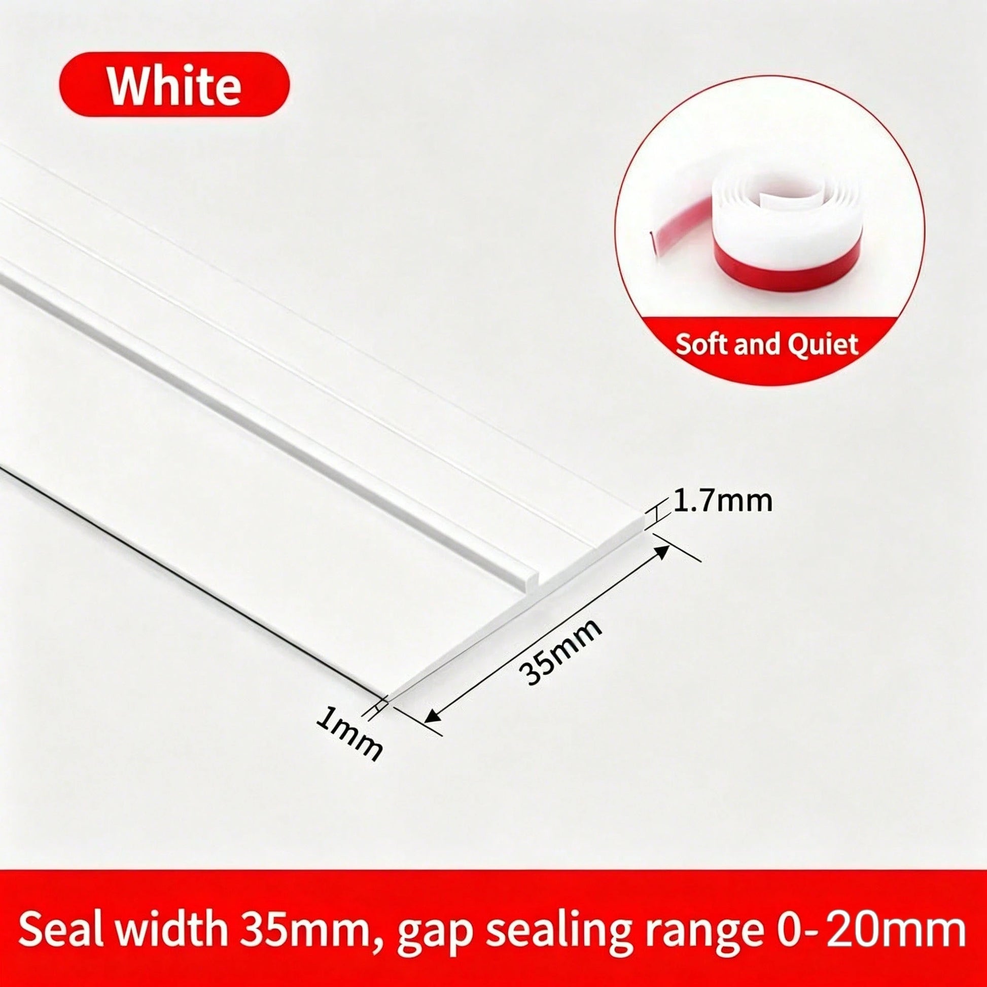 IEMIEBSHA 1m White Self-Adhesive Door Seal Strip, Soundproof Weather Stripping For Doors & Windows, Dustproof Windproof Foam Tape Draft Stopper Home Insulation