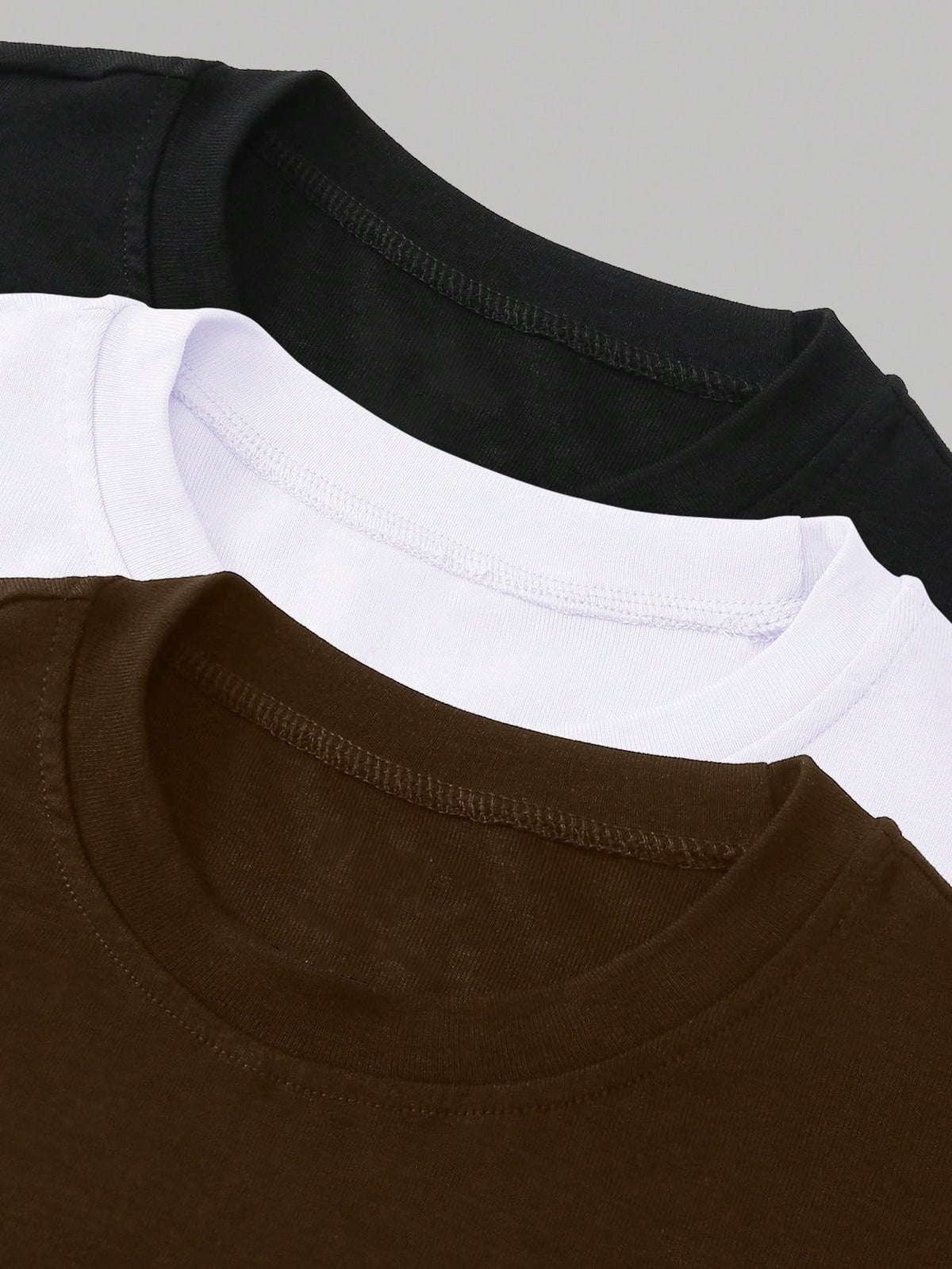 INAWLY 3pcs Women's Solid Color Fitted Long Sleeve Crew Neck T-Shirts