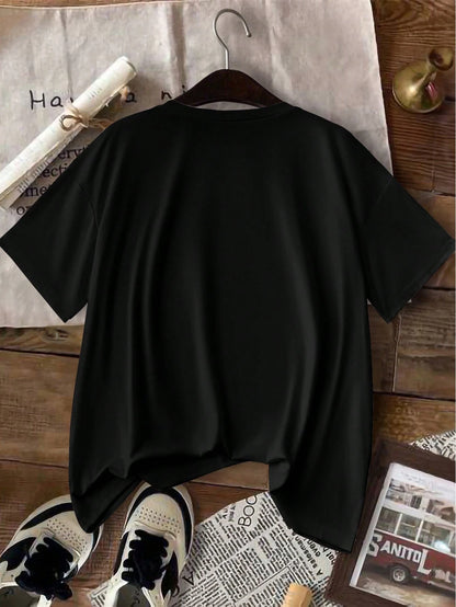 INAWLY Casual Fashionable Gym Duck Print Fitted Knit Pullover Short Sleeve T-Shirt For Women