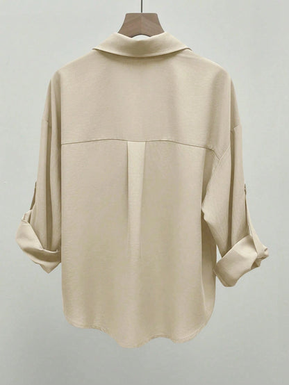 INAWLY Casual Layered Design Shirt, Suitable For Commuting In Autumn