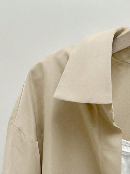 INAWLY Casual Layered Design Shirt, Suitable For Commuting In Autumn