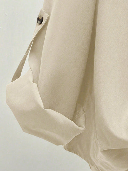 INAWLY Casual Layered Design Shirt, Suitable For Commuting In Autumn