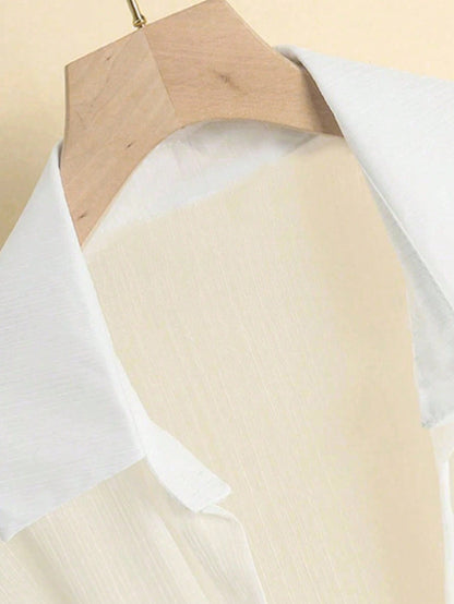 INAWLY New Bat Wing Cropped Casual Chiffon Women Solid Color Shirt