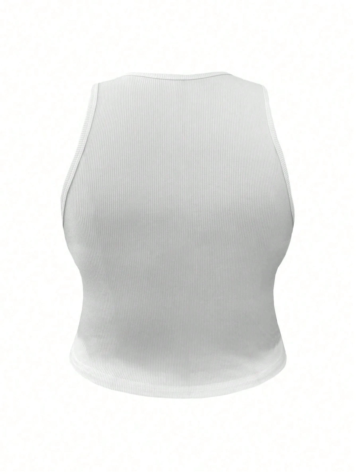 INAWLY Solid Color Ribbed Knit Fitted Tank Top, Suitable For Daily Wear