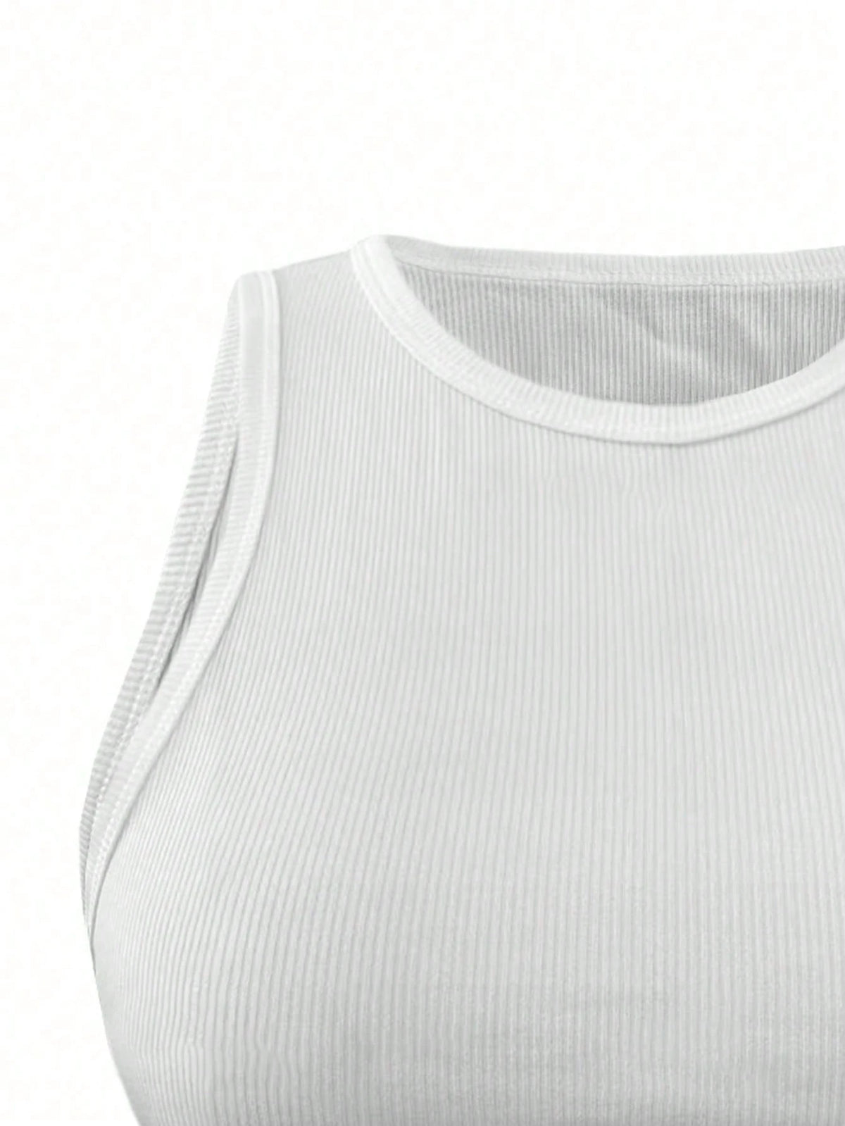 INAWLY Solid Color Ribbed Knit Fitted Tank Top, Suitable For Daily Wear