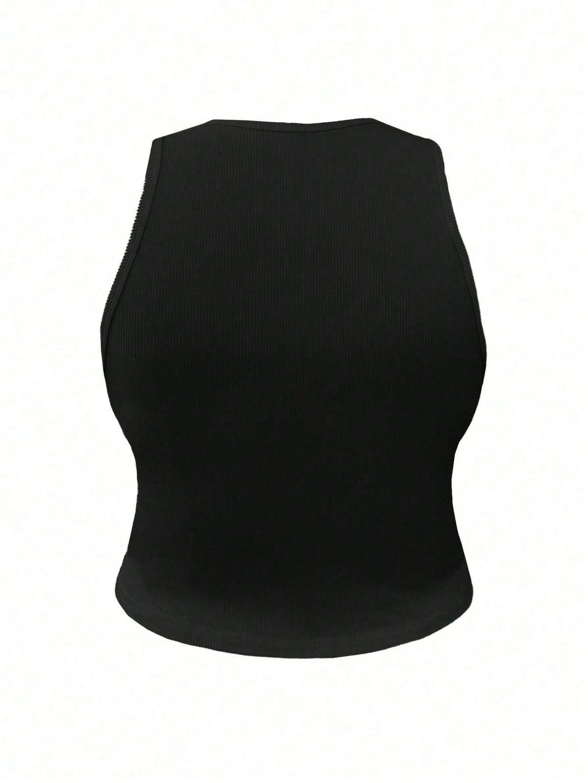 INAWLY Solid Color Ribbed Knit Fitted Tank Top, Suitable For Daily Wear