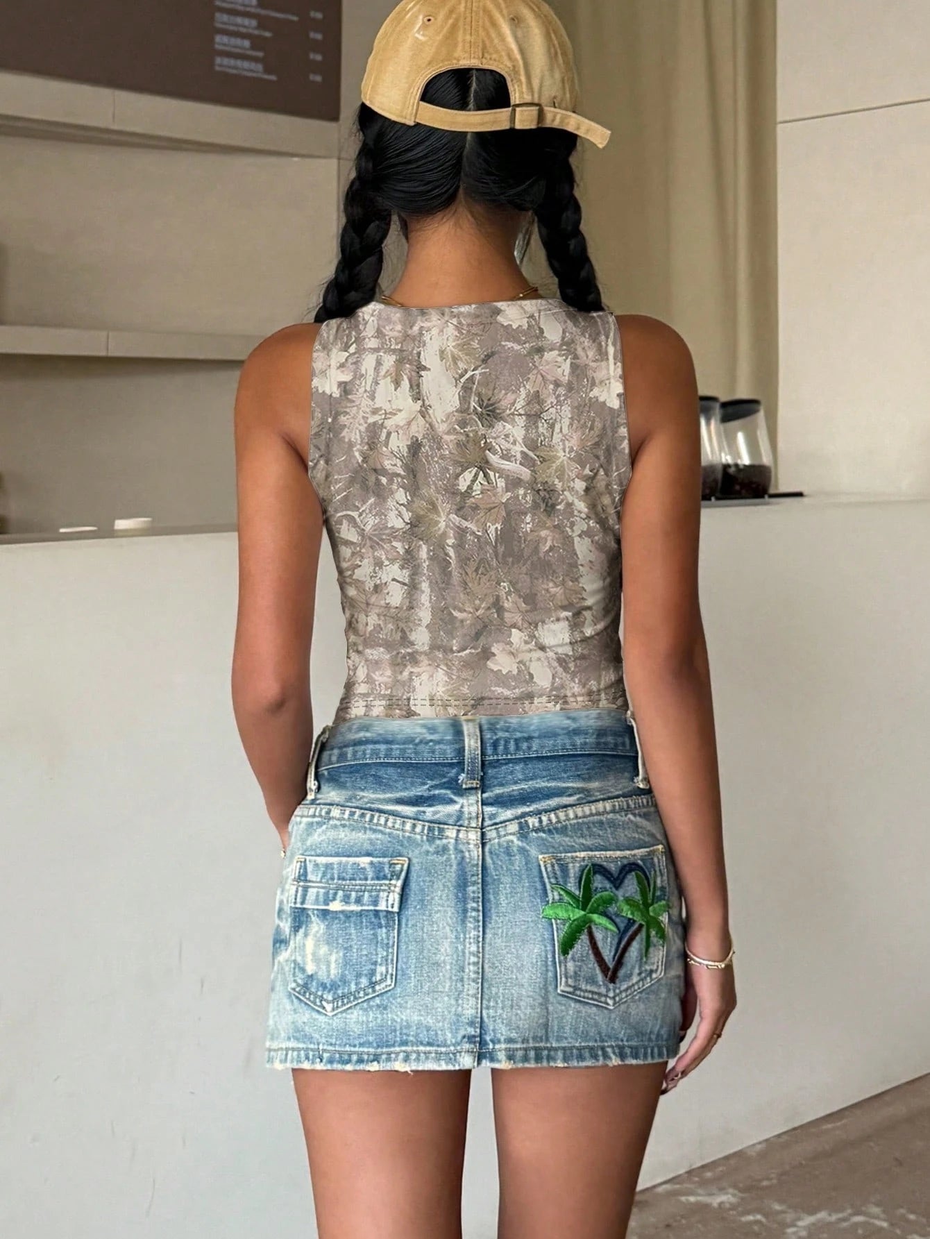 INAWLY Solva Summer Casual Camouflage Printed Cropped Tank Top