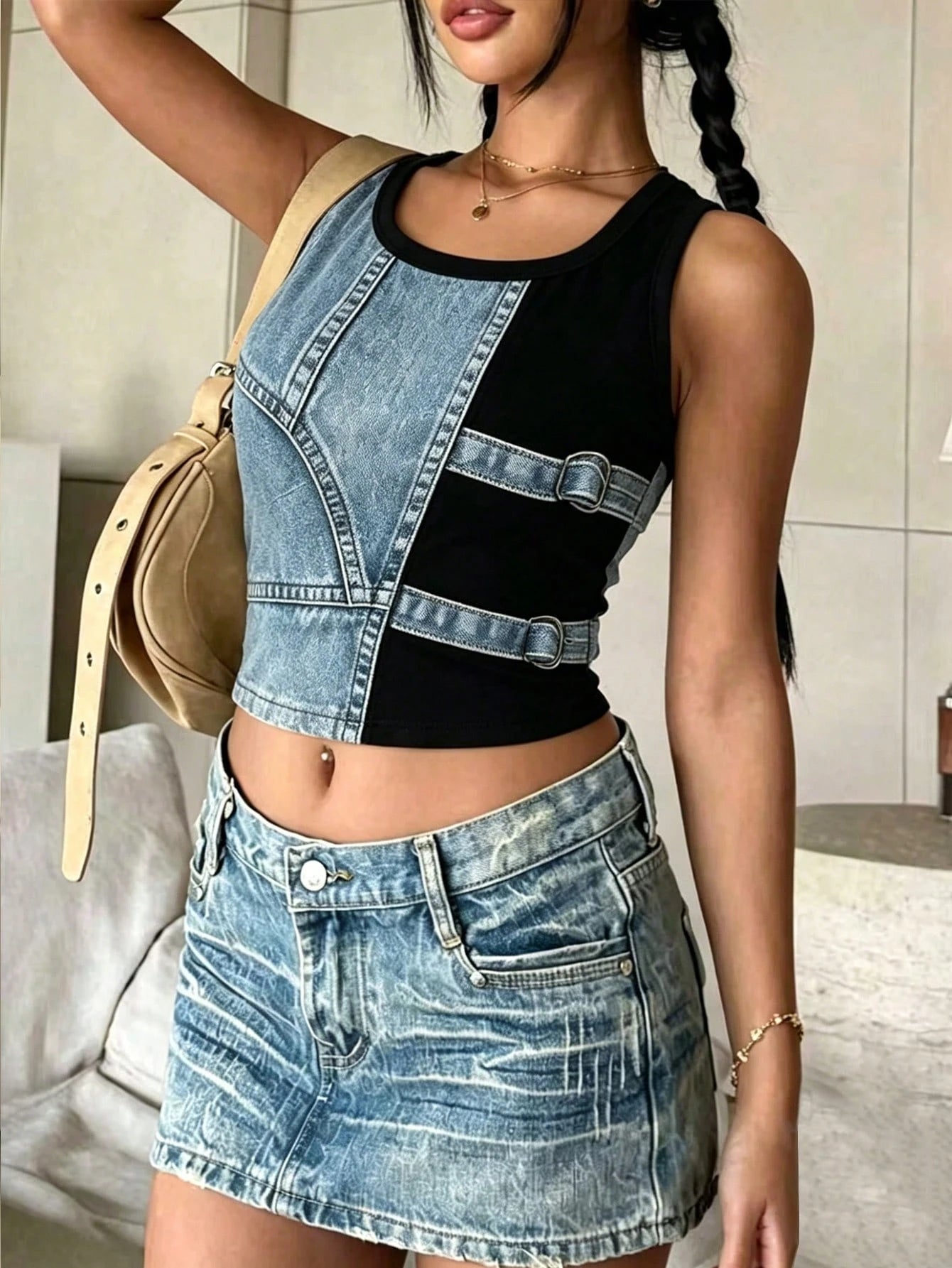 INAWLY Solva Summer Casual Camouflage Printed Cropped Tank Top