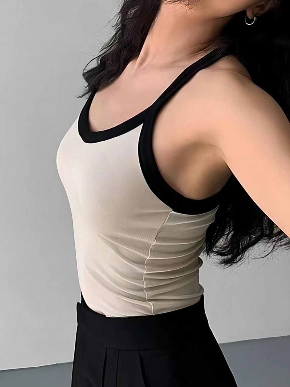 INAWLY Solva Women Fashionable Summer Camisole Top, Color-Blocking Edges, Slim Fit, Versatile With Neck Strap Graphic Tees Women Tops