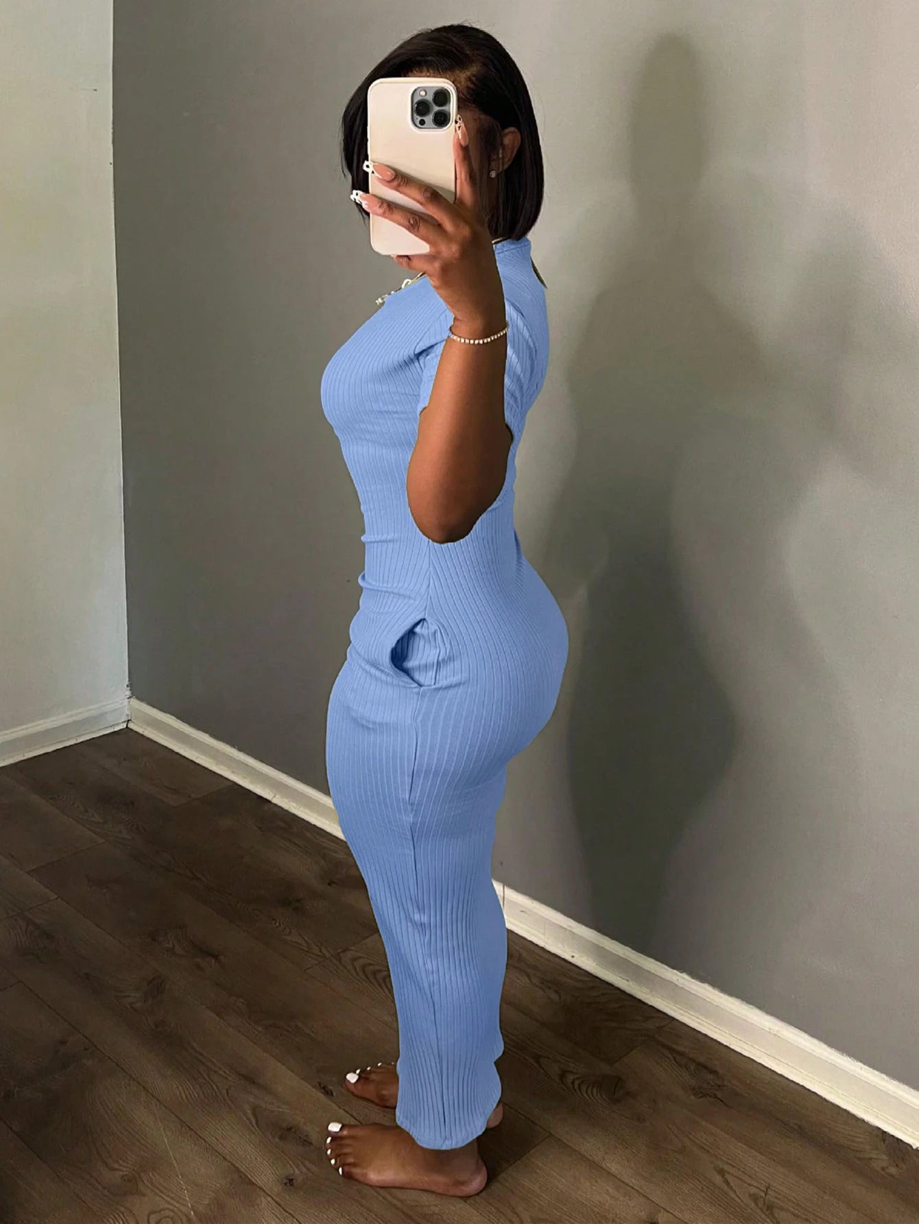 INAWLY Solva Women's Simple Solid Color Short Sleeve Dress