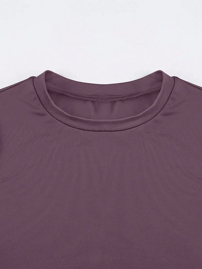 INAWLY Solva Women's Summer Solid Color Crop Sleeve Crop Top Slim Fit Casual T-Shirt Fall Cloth For Women