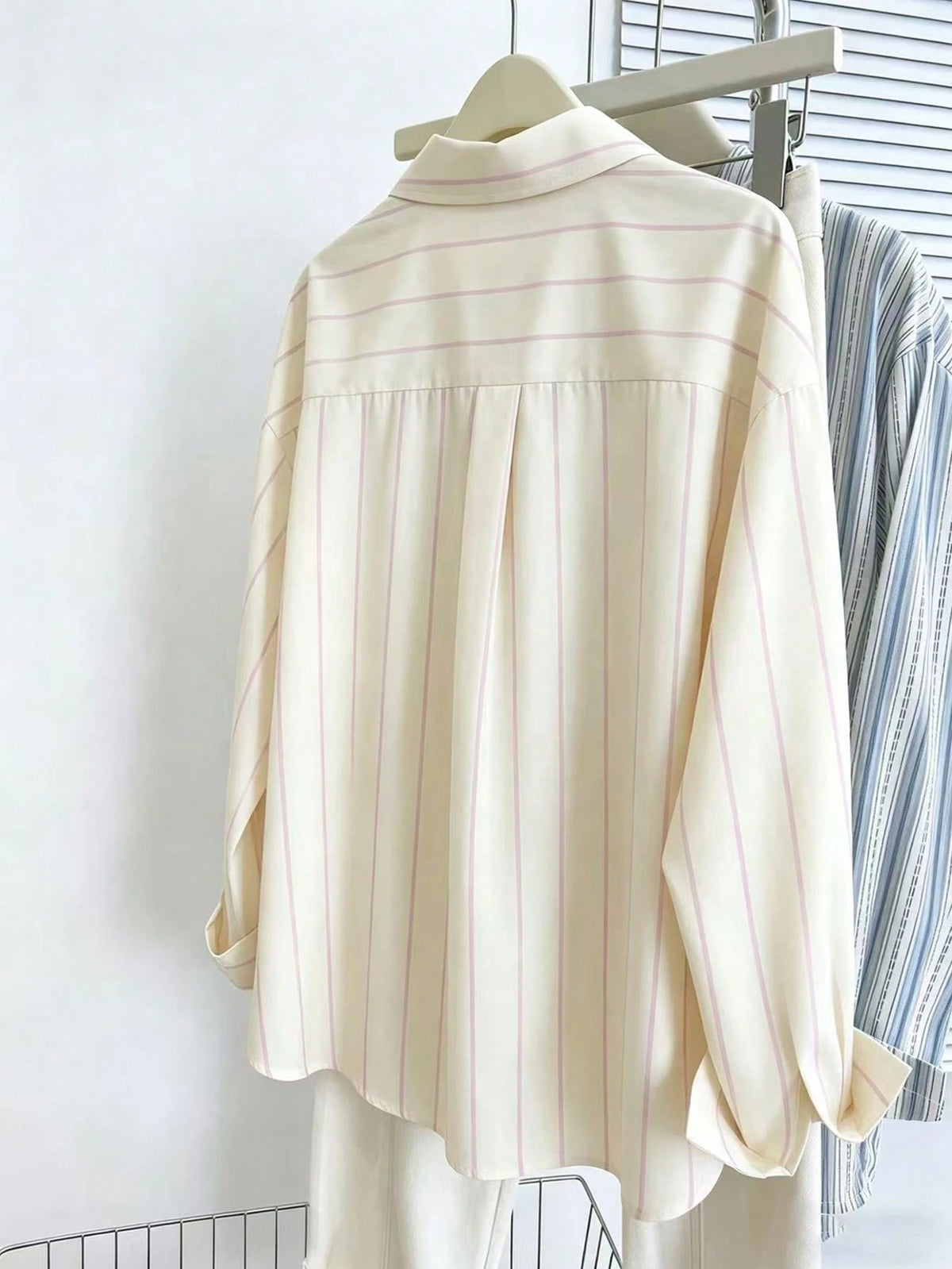 INAWLY Women's Casual Commuter Striped Front Button Down Long Sleeve Shirt