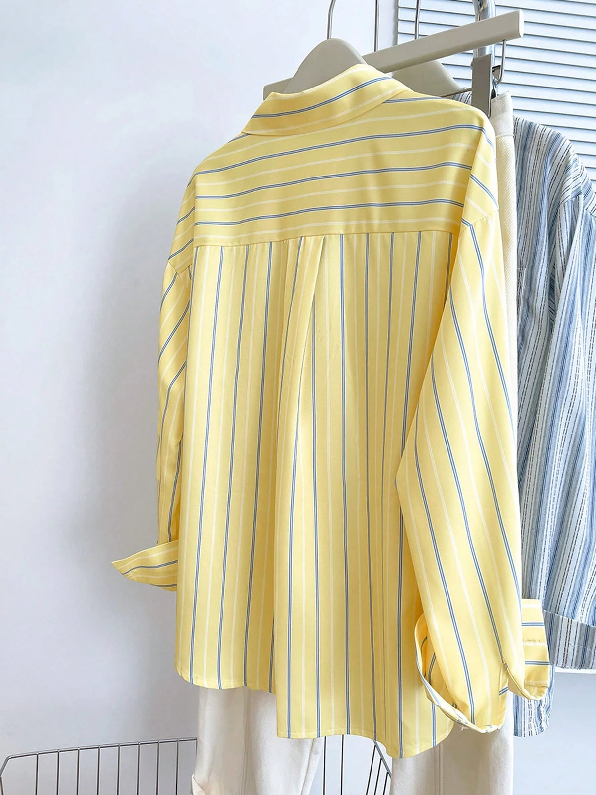 INAWLY Women's Casual Commuter Striped Front Button Down Long Sleeve Shirt