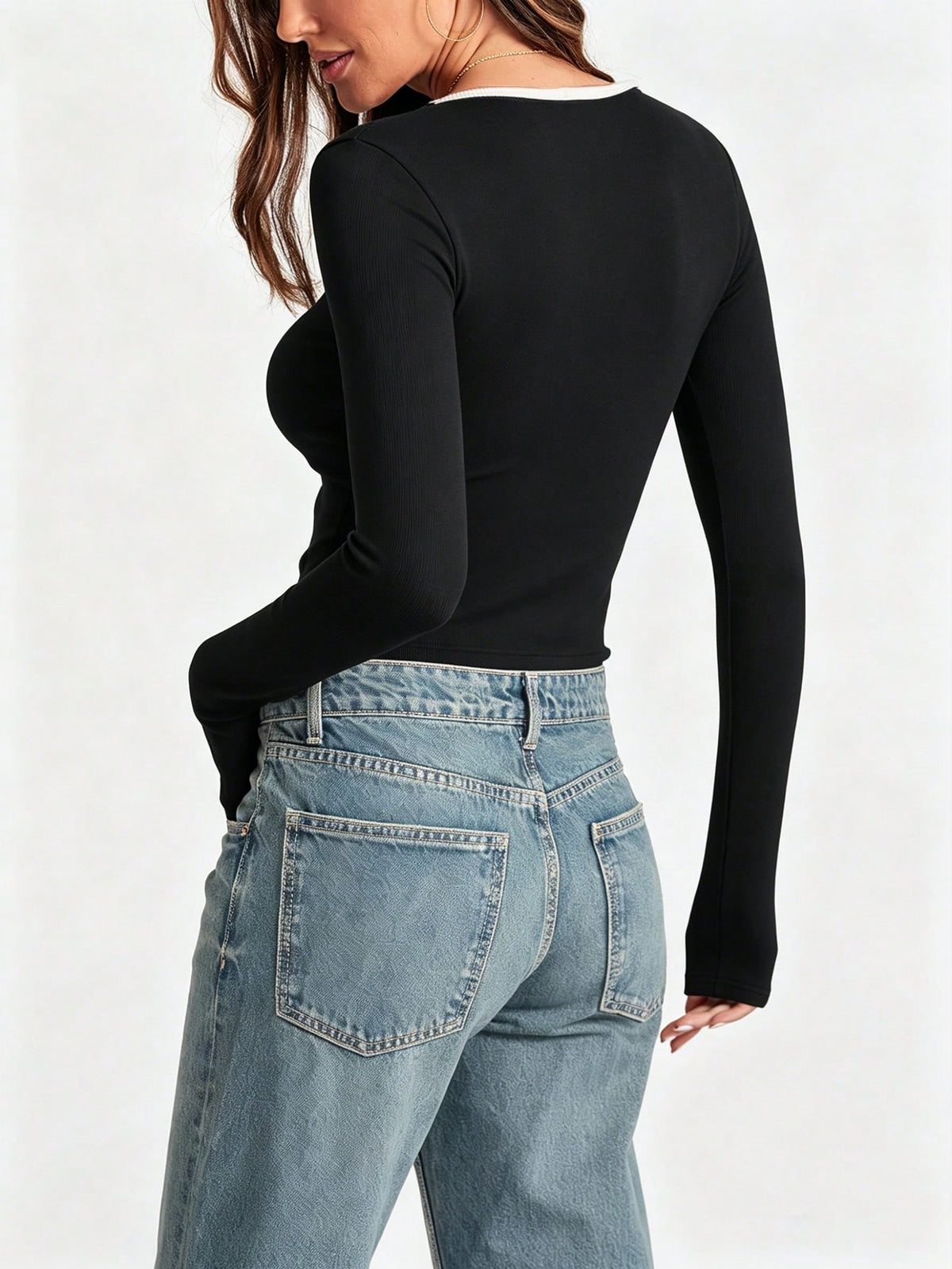 INAWLY Women's Casual Crew Neck Long Sleeve Tee, Spring & Summer For Spring Fall