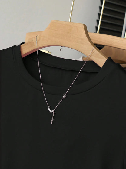 INAWLY Women's Casual Ruched Waist Fitted T-Shirt, Fashionable Versatile Design, Solid Color, Suitable For Daily Wear, Photography, Street Style