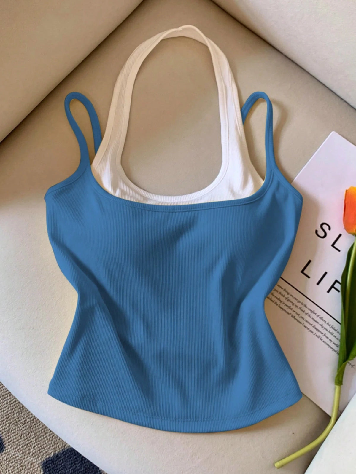INAWLY Women's Casual Street Fashion 2 In 1 Tank Top, Summer