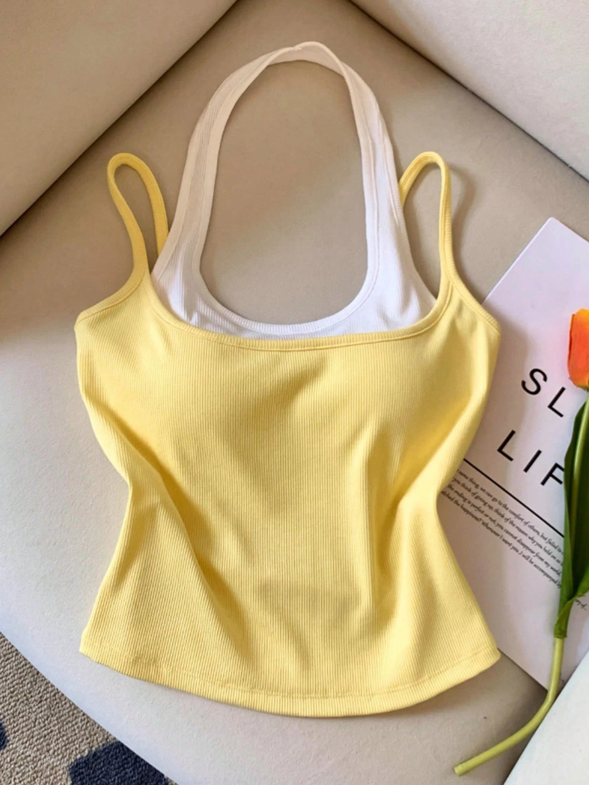 INAWLY Women's Casual Street Fashion 2 In 1 Tank Top, Summer