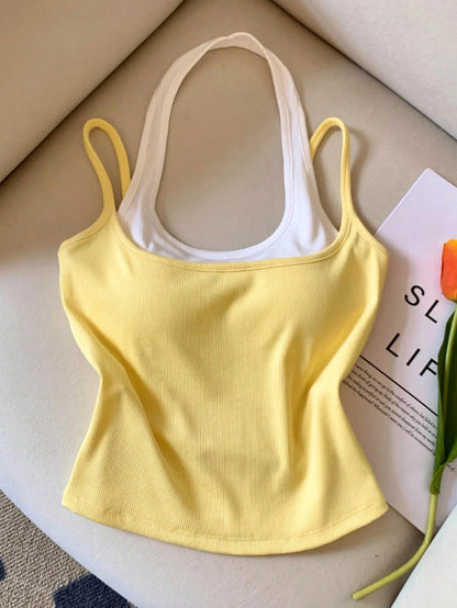 INAWLY Women's Casual Street Fashion 2 In 1 Tank Top, Summer