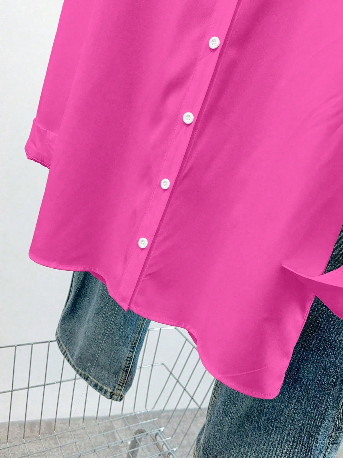 INAWLY Women's Solid Color Front Button Casual Long Sleeve Shirt