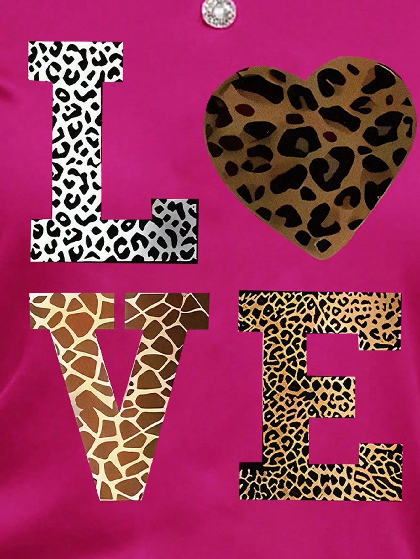 INAWLY Women's Valentine's Day Letter & Leopard Print Casual Round Neck Short Sleeve T-Shirt