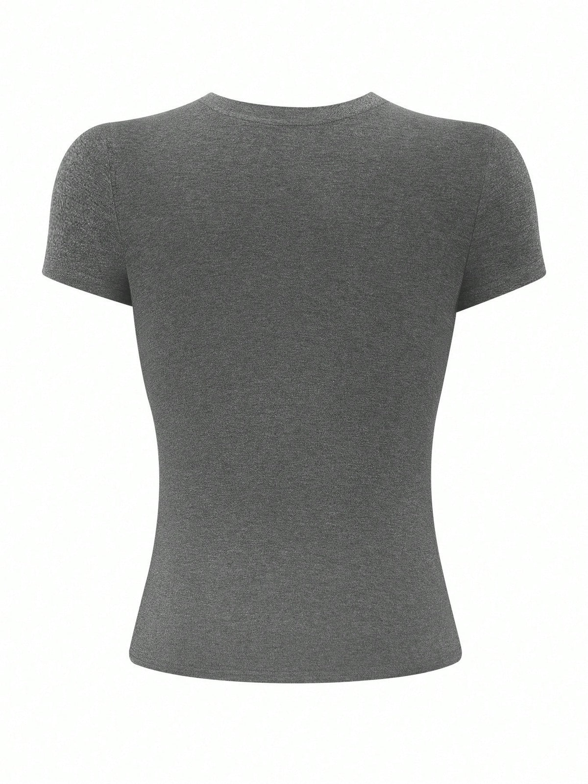 INAWLY Women Short Sleeve Solid Color Minimalist Fitted Elegant Sweet Round Neck T-Shirt