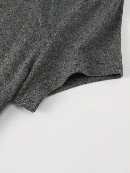 INAWLY Women Short Sleeve Solid Color Minimalist Fitted Elegant Sweet Round Neck T-Shirt
