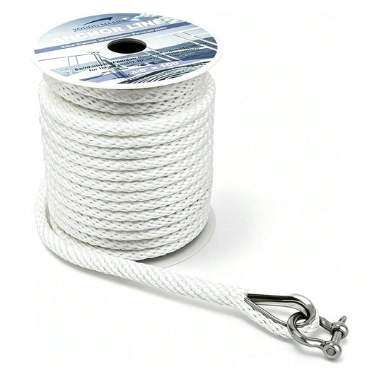Inch Boat Anchor Rope/Line With Thimble&Shackle, 3/8\ X 50', White| Stainless Steel Thimble&Shackle With Corrosion Resistance And Dura