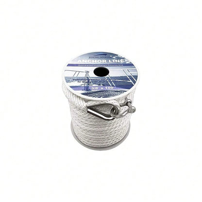 Inch Boat Anchor Rope/Line With Thimble&Shackle, 3/8\ X 50', White| Stainless Steel Thimble&Shackle With Corrosion Resistance And Dura