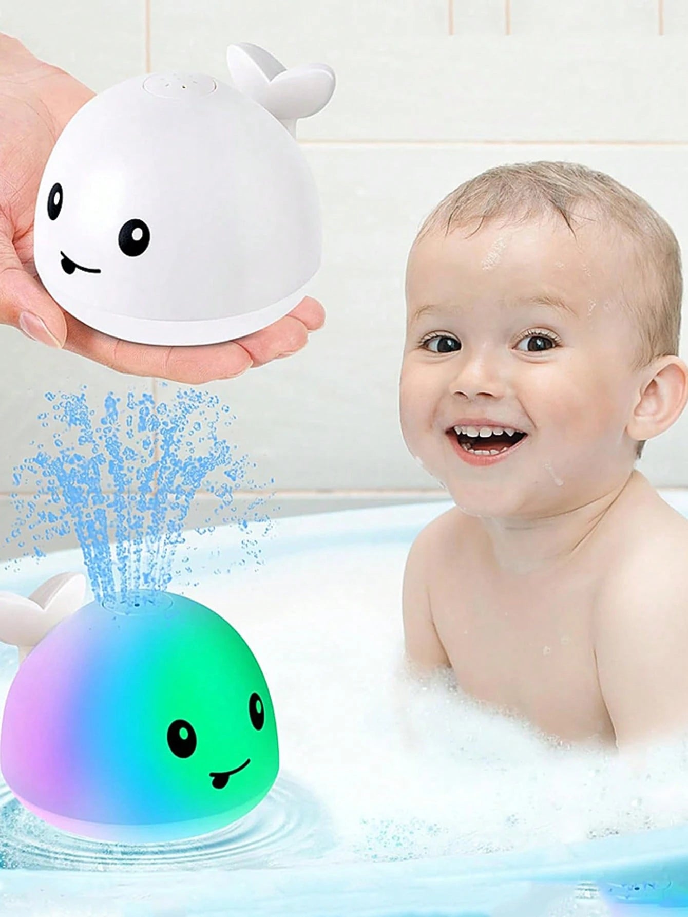 Infant Bath Toys, Suitable For Toddlers, Glowing Whale Spray Water Toys, Baby Swimming Pool Water Table Toys, Suitable For Babies 3 Months And Above, Bathtub Fountain Toys