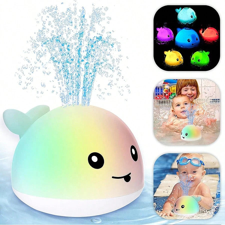 Infant Bath Toys, Suitable For Toddlers, Glowing Whale Spray Water Toys, Baby Swimming Pool Water Table Toys, Suitable For Babies 3 Months And Above, Bathtub Fountain Toys